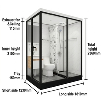 Module de salle de bain modulaire YEETE avec zone de douche séparée, toilettes, vasque pour hôtels, appartements et projets de construction