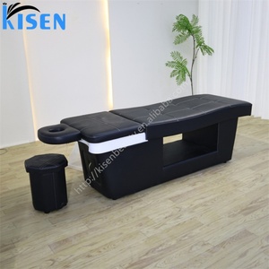เตียงสระผม Kisen Black Shampoo Bed Top Design สำหรับร้านเสริมสวย พร้อมฟังก์ชั่นนวดศีรษะและสปาผม เฟอร์นิเจอร์สำหรับสระผม เครื่องบำบัดแบบญี่ปุ่น ลดราคา - Product Image 6