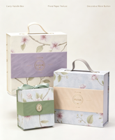 Boîte cadeau portable écologique réutilisable faite à la main avec fermeture magnétique à rabat, motif floral, personnalisable pour les entreprises