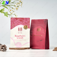 Sachet à fond plat personnalisé en PET/NY/PE pour café, avec fermeture éclair haute résistance, valve unidirectionnelle et gaufrage pour grains de café torréfiés