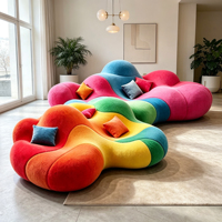 Canapé Bouclé Dégradé Arc-en-ciel Forme Nuage Ondulé Biologique, Canapé de Loisirs Artistique, Meuble Tendance Moderne pour Salon et Villa