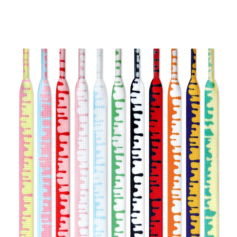 High Quality Multi-color Cream Printed Polyester Flat Shoelace Individual Gradient Shoe Laces for Sneakers