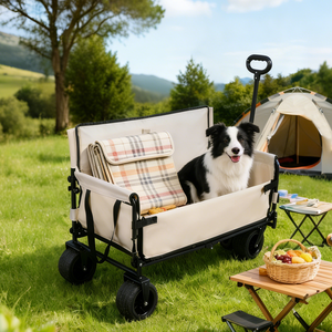 Carrito Plegable para Exteriores, Carrito Utilitario Plegable, Asiento Reclinable para Autocaravana, Asiento Expandible con Almacenamiento, Carrito de Camping Extensible - Product Image 1