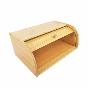 Boîte à pain en bambou à 1 étage, conteneur de rangement enroulable pour cuisine, aliments, gâteaux, pain - Product Image 4