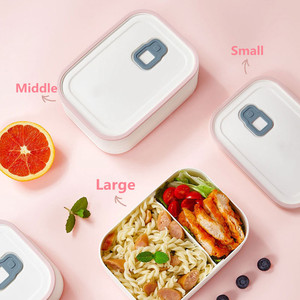 Fiambrera de plástico rectangular de 580ml, contenedores de alimentos Bento antibacterianos sin BPA con dos compartimentos - Product Image 2