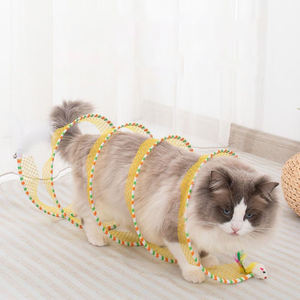 Nuovo tunnel per gatti pieghevole giocattolo per gatti giocattolo per gatto con asta lunga resistente al morso di peluche con piume di topo - Product Image 3