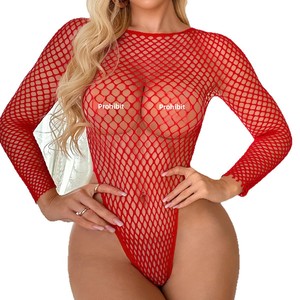 Body <span class=keywords><strong>Intimo</strong></span> Erotico da <span class=keywords><strong>Donna</strong></span> Sexy a Maniche Lunghe in Rete Trasparente, Top a Tubino Monopezzo Multicolore Neon - Product Image 5