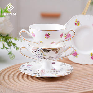 FENN Vente en gros de tasses à glace en céramique personnalisées, tasses à dessert en porcelaine et soucoupes, ensemble de tasses à glace, yaourt, pudding pour cadeau - Product Image 3