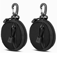 Mini porte-monnaie tactique rond MOLLE EDC, petite pochette utilitaire à double fermeture éclair avec mousqueton détachable pour clés, cartes et petits gadgets