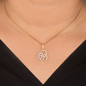 Collar con Colgante de Diamante Cultivado en Laboratorio, Diseño Abstracto, Oro Amarillo de 14 Quilates, Corte Brillante, Joyería Moderna de Lujo para Mujer, Ideal para Bodas - Product Image 1