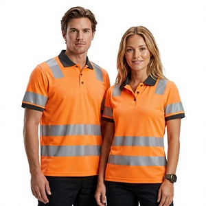 เสื้อโปโลสะท้อนแสงสีส้มแบบ Hi Viz พร้อมแถบสีเงิน ได้รับการรับรองมาตรฐาน CE/EU ป้องกันแบคทีเรีย เหมาะสำหรับชุดทำงาน 男女兼用 - Product Image 1