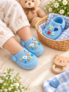 Zapatos de bebé de ganchillo, sandalias infantiles de suela suave, calzado de verano con decoración de botones, calzado para antes de caminar - Product Image 3