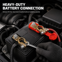 Kit de connecteurs de borne de batterie automobile, bornes en cuivre pur à borne supérieure avec couvercles + 6 bornes annulaires en cuivre à surface polie