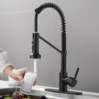 Robinet de cuisine extractible en acier inoxydable noir mat, style USA Canada, sans taches, certifié NSF UPC 61-9, pivotant
