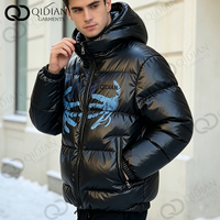 Blouson matelassé hydrochromique personnalisé pour homme, streetwear, couleur changeante réactive à l'eau, chaud, surdimensionné, manteau d'hiver décontracté, OEM