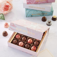Boîte à chocolat multifonctionnelle de luxe personnalisée avec logo écologique, faite à la main, en carton, avec fermeture magnétique et fenêtre de séparation pour truffes