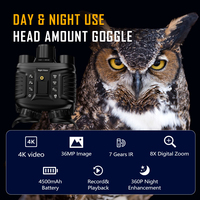 Nouvelles lunettes de vision nocturne à porter sur la tête NV8360, télescope avec grossissement 8X, vidéo 4K, oculaire couleur, écran LCD TFT 3 pouces, 30 ips