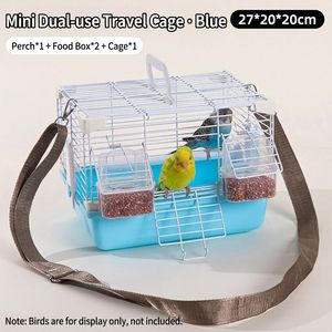 Jaula de Viaje Portátil de Metal para Loros con Correa de Hombro Ajustable y Recipiente para Comida a Prueba de Fugas para Periquitos y Cockatiels - Product Image 5