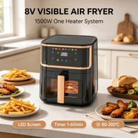 Friteuse à air numérique 8L, four électrique multifonction, appareil de cuisson à écran tactile, circulation d'air à 360°, minuterie, utilisation domestique et extérieure
