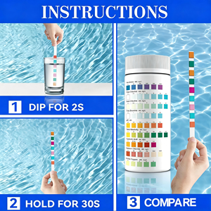 Bandelettes de test d'eau de <span class=keywords><strong>piscine</strong></span> 9 paramètres, multi-paramètres, dureté, brome, acide cyanurique - Product Image 5