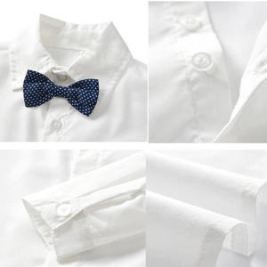 Conjunto de Ropa para Niños, Primavera y Otoño, Traje de Tres Piezas para Niños, Estilo Caballero, Azul a Rayas + Corbata de Moño, Conjuntos de Ropa para Bebés - Product Image 4