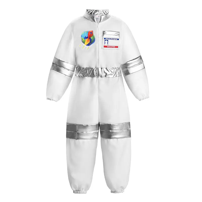 ชุดฮาโลวีนสำหรับเด็กผู้ชายชุดนักบินอวกาศสำหรับเด็กชุดจั๊มสูทอวกาศสำหรับคอสเพลย์