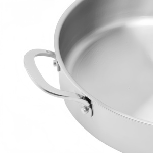 Sartén de acero inoxidable de tres capas de diseño moderno con cubierta de vidrio 24/26/28cm sartén de Cocina de Inducción sin revestimiento - Product Image 5