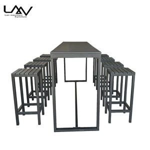 Đồ Nội Thất Sân Vườn Hiện Đại Bán Buôn Khung Nhôm Ghế Quầy Bar Hàng Đầu <span class=keywords><strong>WPC</strong></span> Bộ Bàn Và Ghế Quán Bar Nhà Hàng Ngoài Trời - Product Image 6