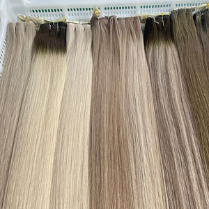 Двойная тянутая машина Уток полная кутикула неповрежденные плетеные волосы русские натуральные плоские гусеницы наращивание волос - Product Image 3