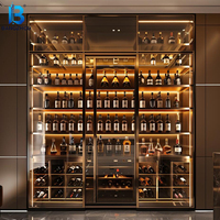 Meuble Bar Personnalisable avec Réfrigérateur Intégré, Panneau en Bois Sur Mesure pour Salon, Hôtels et Villas