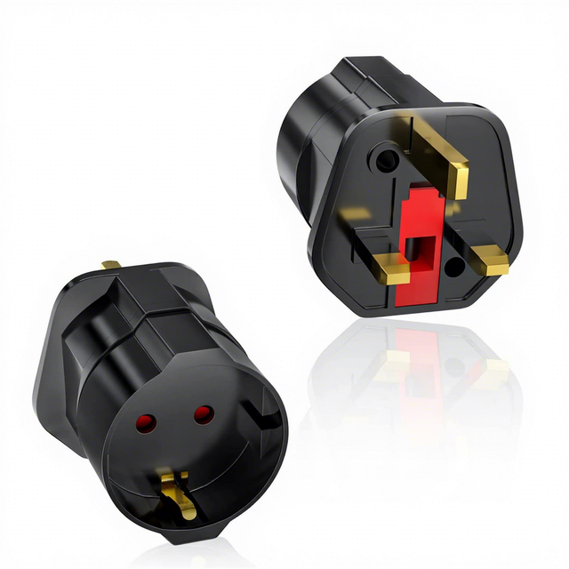Korea Euro 2Pin UK 3Pin Plug Adapter Heavy Duty Travel EU Plug Socket 2 Outlets 13A/16A Rated Current ABS Copper