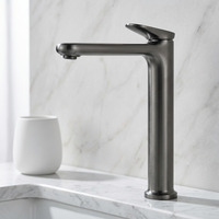 Robinet mitigeur haut de gamme gris bronze en laiton, monocommande, à poser sur comptoir, pour eau chaude et froide, pour lavabo de salle de bain