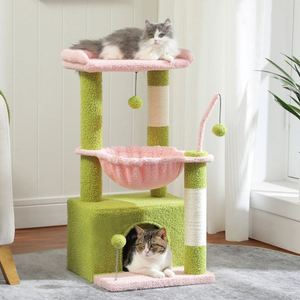 Árbol de gato de Cactus 4 en 1 para gato de interior, torre de gato pequeña con condominio grande, poste rascador, hamaca profunda, percha superior acogedora, juguetes para gatos - Product Image 4