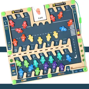 Giocattolo educativo in legno con perline magnetiche da passeggio gioco per bambini Puzzle lettera magnetica Maze Board