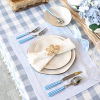 Ensemble d'argenterie 20 pièces en acier inoxydable avec manche bleu, compatible lave-vaisselle, couteau de table, fourchette, fourchette à salade, cuillère, cuillère à dessert