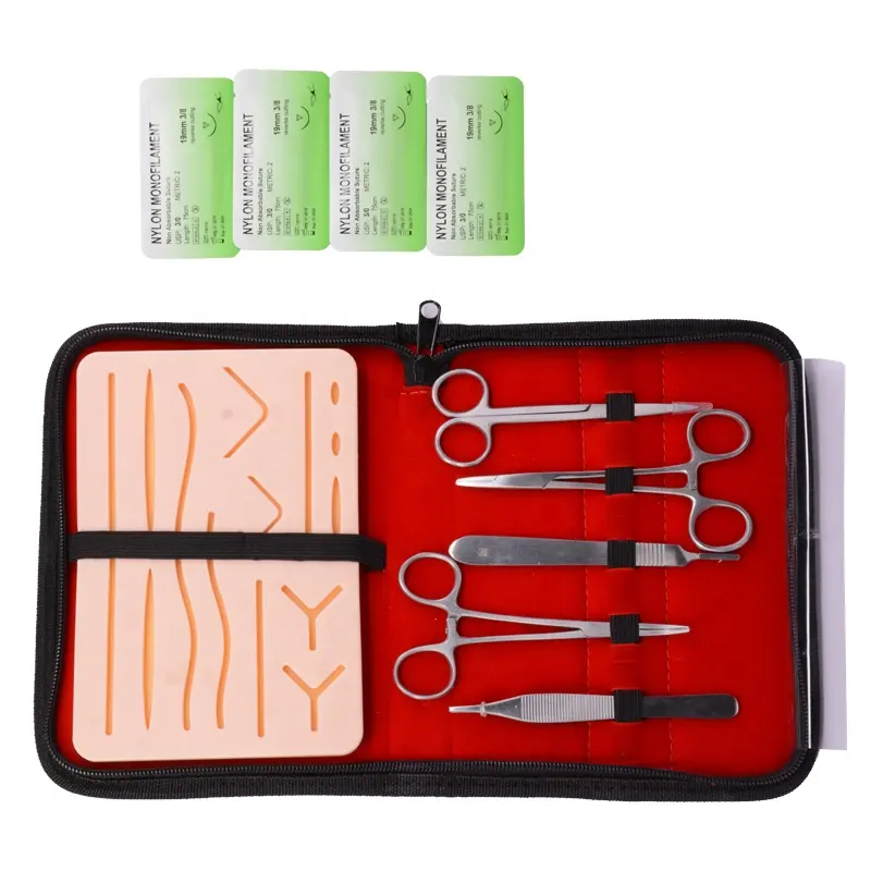 Kit de prática de sutura médica, tudo em um kit com ferramentas de sutura cirúrgica para uso médico