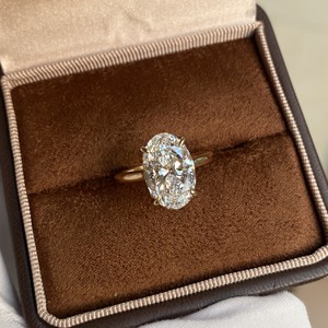 Anillo de Compromiso de Oro Sólido de 14K/18K con Diamante Ovalado Cultivado en Laboratorio con Certificación IGI, HPHT, CVD, VVS1, 1CT, 3CT, 5CT, para Mujer - Product Image 2