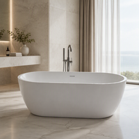 Baignoire autoportante ovale contemporaine en acrylique conforme à la norme CE pour appartement, usage intérieur et hôtelier