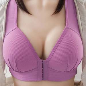 Soutien-gorge grande taille pour femmes, sans armatures, à boucle avant, style européen et américain, vente en gros - Product Image 1
