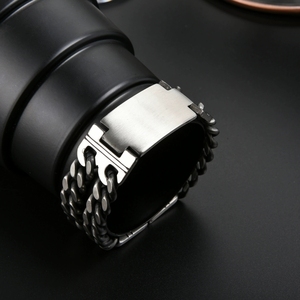 2025 Venta caliente de los hombres de moda Retro esmerilado cinturón doblado de doble capa de acero de titanio pulsera de acero inoxidable - Product Image 5