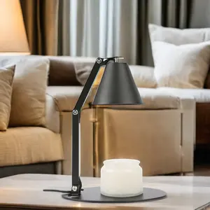 Lampe électrique en métal à hauteur réglable chauffe-bougies pliables avec lumière et minuterie chauffe-parfum pour pots parfumés fond de cire