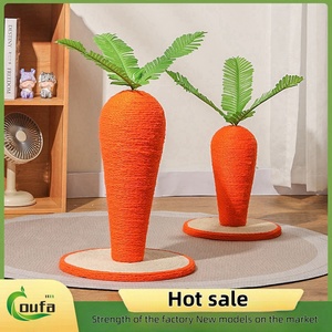 制造商批发剑麻胡萝卜蘑菇设计木制转盘玩具猫抓板 - Product Image 2