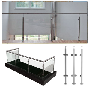 JBM JBM-177 Pasamanos Moderno de Acero Inoxidable Pulido Espejo, Ajustable en Altura, con Abrazadera de Vidrio Sólido, Residencial - Product Image 2