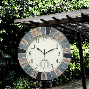 Analog <strong>Outdoor</strong> Thermometer Wall <strong>Clock</strong> 13 Inch <strong>Waterproof</strong> Silent Non-Ticking Battery Operated Decor for Patio - Product Image 3