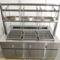 Grill à gaz rotatif en acier inoxydable commercial 3-6-9, barbecue sans fumée, machine à poulet au charbon de bois pour hôtels et restaurants