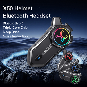 X-50 Motorcycle Helmet Headset With Noise Cancellation <b>Wireless</b> Blue Tooth motorcycle Headset with Handsfree <b>Microphone</b> - Product Image 3