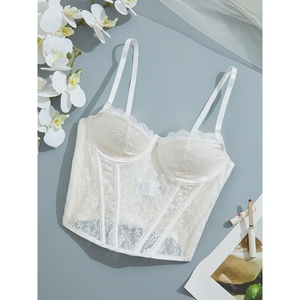 Soutien-gorge corset et bustiers sans couture en dentelle blanche respirante, sculptant le corps, push-up, tricoté, pour femmes - Product Image 1