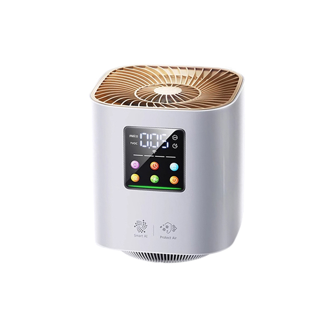 Personal Use Plastic Desktop H13 HEPA Filter Air Purifier with Large Screen and App Control for Small Rooms/Offices