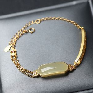 Haute qualité élégant Style chinois <span class=keywords><strong>He</strong></span> <span class=keywords><strong>Tian</strong></span> Jade pendentif S925 Bracelet géométrique en argent Sterling pour cadeau - Product Image 1