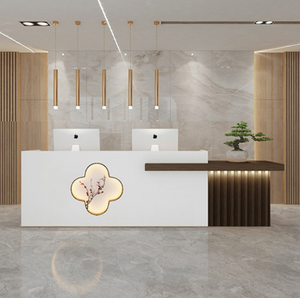 Light Luxury Arc Solid Wood Cashier <b>Desk</b> Beauty Salon Women Store Reception Counter <b>Small</b> Business Front <b>Desk</b> - Product Image 3